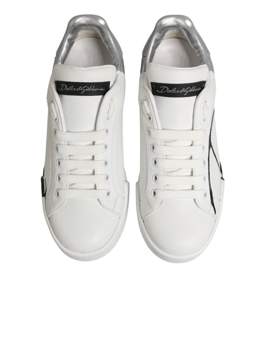Dolce & Gabbana Witte Grijze Lage Leer Sneakerschoenen - Image 4