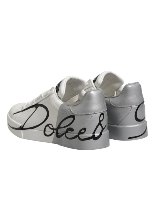 Dolce & Gabbana Witte Grijze Lage Leer Sneakerschoenen - Image 6