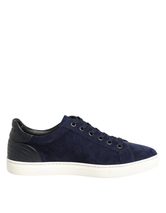 Dolce & Gabbana Blue Leather Suede Low Top Sneakers Shoes - Image 2