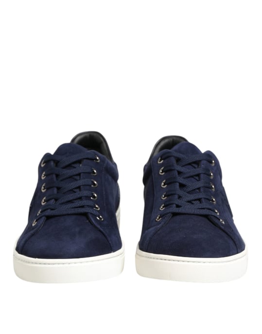 Dolce & Gabbana Blue Leather Suede Low Top Sneakers Shoes - Image 3