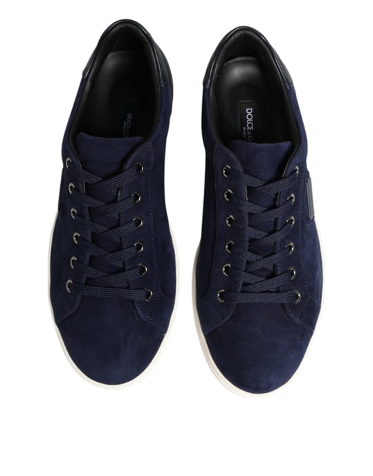 Dolce & Gabbana Blue Leather Suede Low Top Sneakers Shoes - Image 4