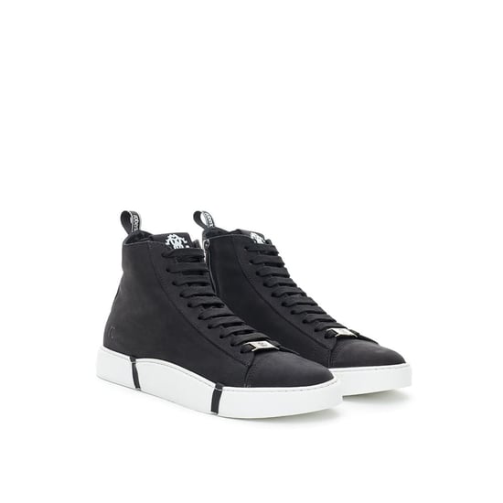 Roberto Cavalli Svart Mocka Läder Hög Top Sneakers - Image 3