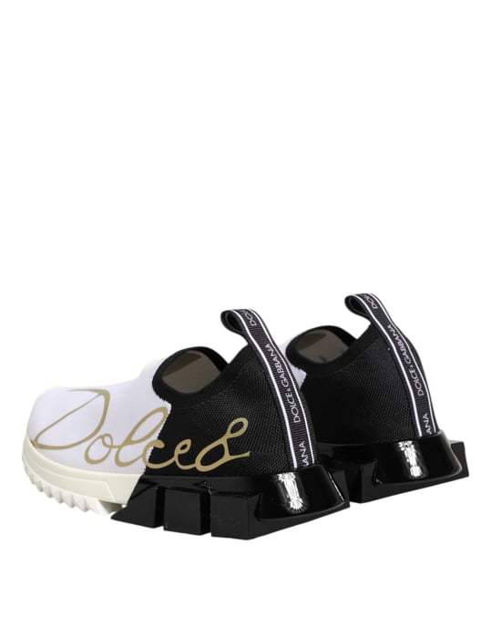 Dolce & Gabbana Vita Svart Lågklackade Sorrento Sneakers Skor - Image 6
