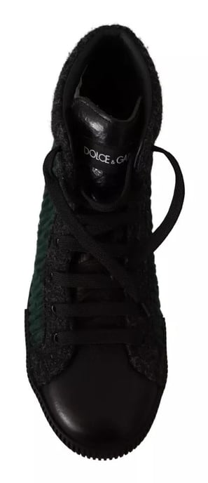 Dolce & Gabbana Groene Corduroy Hoge Sneakers Heren Casual Schoenen - Image 5