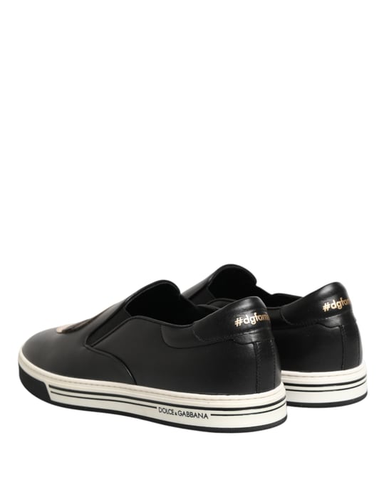 Dolce & Gabbana Zwarte Leren Signature Figures Sneakers Schoenen - Image 5