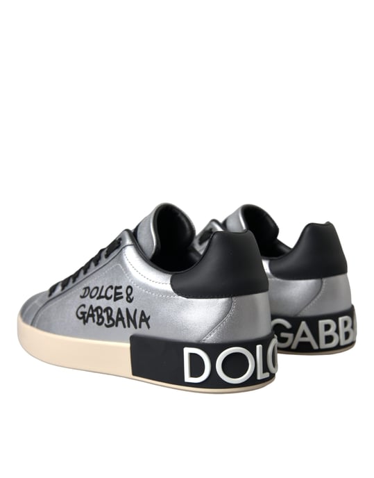 Dolce & Gabbana Zilveren Portofino Kalfsleren Sneakers Heren Schoenen - Image 4