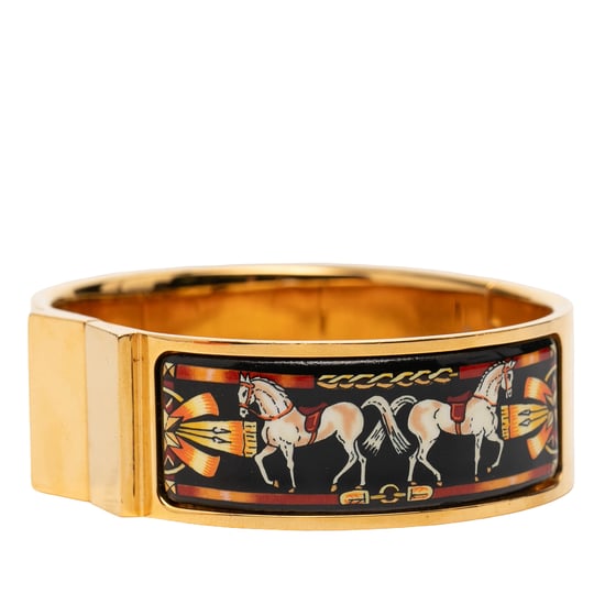 Tweedehands Brede Emaille Paard Loquet Armband Pm - Image 2