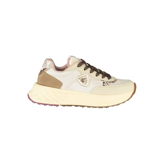 Blauer Beige Leren Dames Sneakers - Image 1