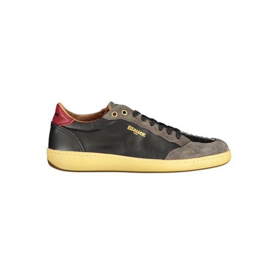 Blauer Svarta Läder Sneakers för Män - Image 1