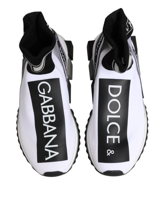 Dolce & Gabbana Witte Zwarte Sorrento Sokken Sneakers Schoenen - Image 4