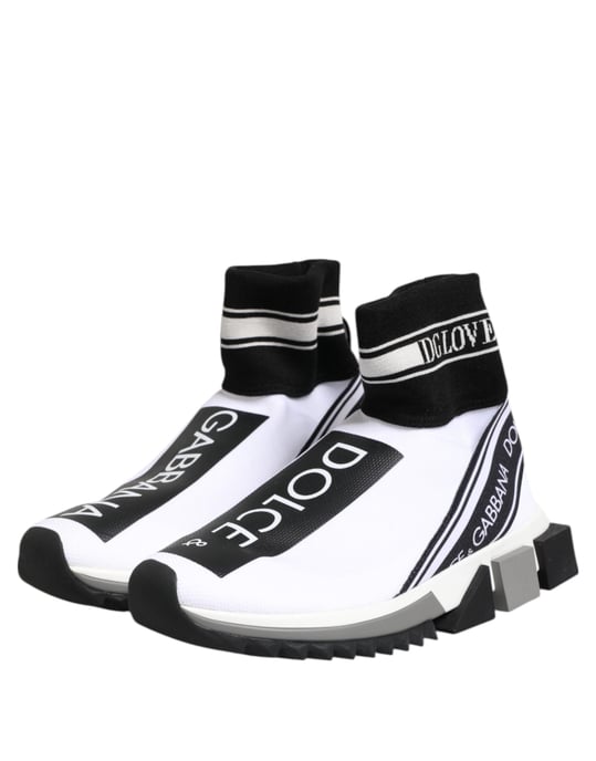 Dolce & Gabbana Witte Zwarte Sorrento Sokken Sneakers Schoenen - Image 5