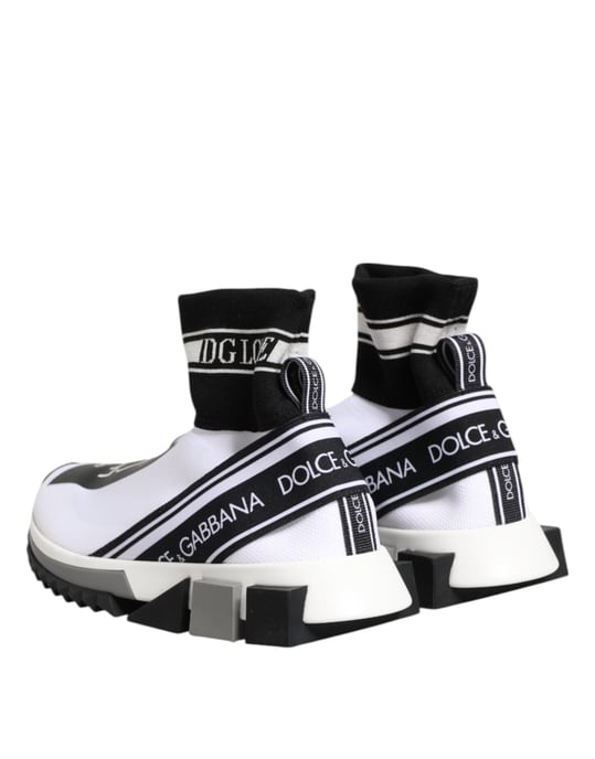 Dolce & Gabbana Witte Zwarte Sorrento Sokken Sneakers Schoenen - Image 6