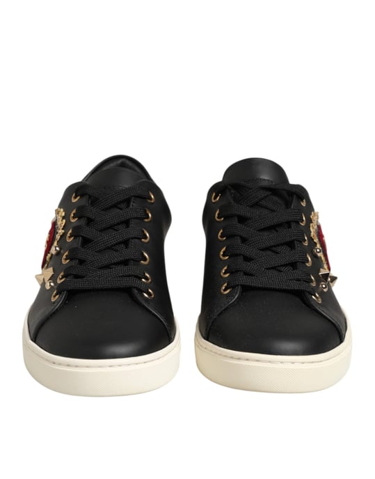 Dolce & Gabbana Zwarte Leren Heilige Hart Sneakers Schoenen - Image 3
