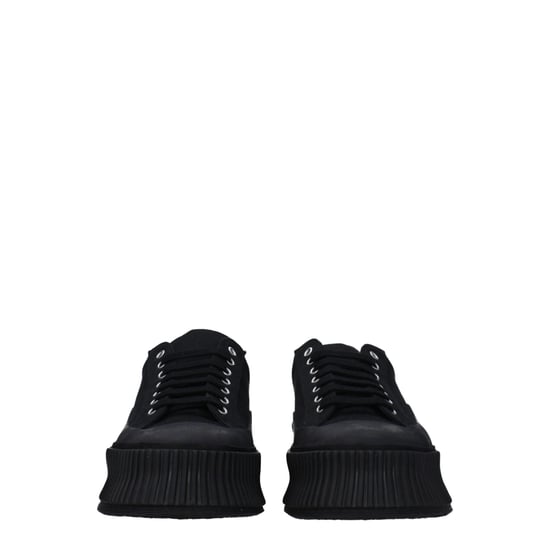 Jil Sander Svarta Textil Plattformssneakers - Image 3