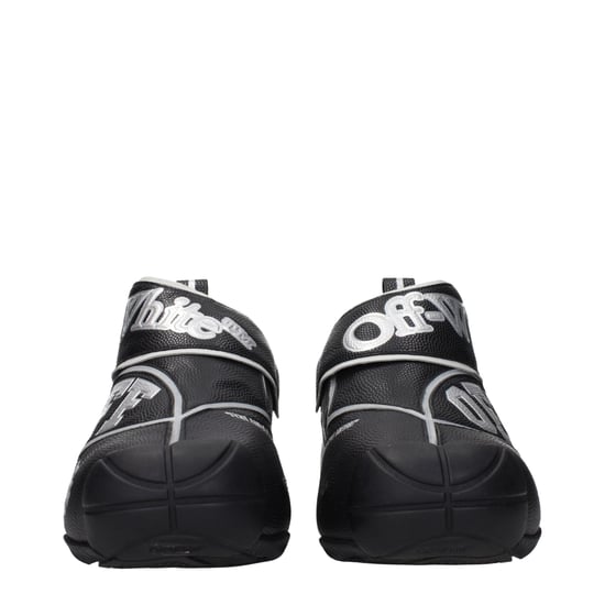 Off-White Zwarte Leren Hoge Sneakers - Image 3