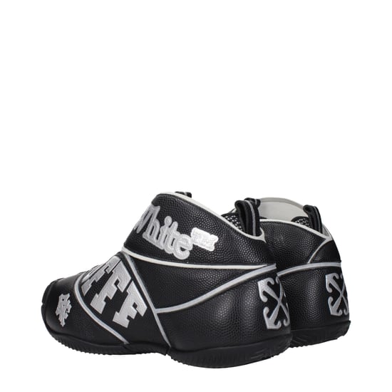 Off-White Zwarte Leren Hoge Sneakers - Image 4