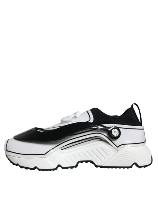 Dolce & Gabbana Witte Zwarte Logo Plaque Daymaster Sneakers Schoenen - Image 5