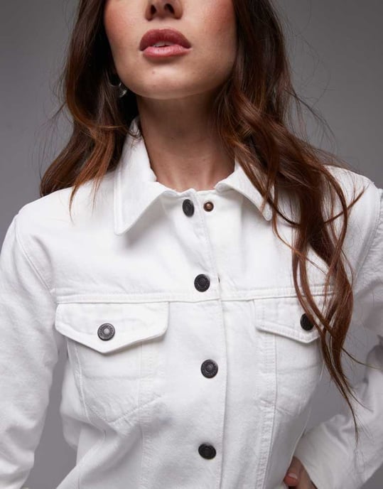 Topshop denim loose fit long sleeve shirt dress in white - Image 3