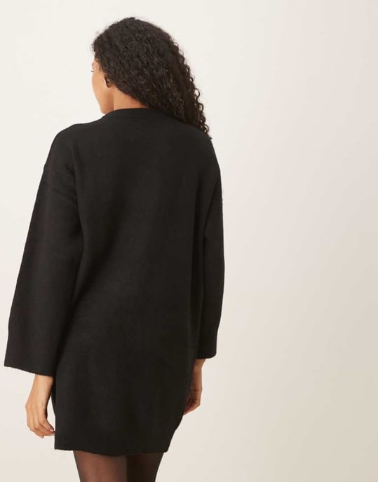 ASOS DESIGN crew neck mini dress with wide cuff in black - Image 4