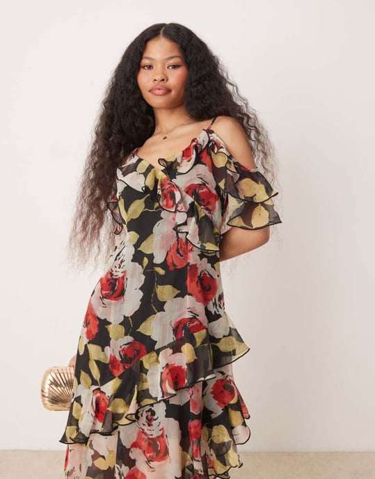 Miss Selfridge Petite ruffle maxi dress in floral print - Image 4