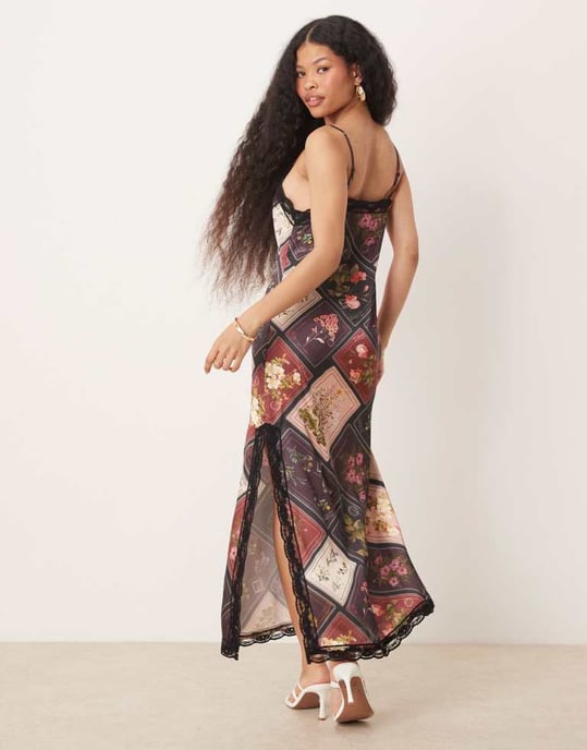 Miss Selfridge Petite maxi dress in patchwork print - Image 4
