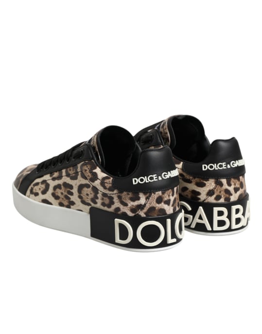 Dolce & Gabbana Bruine Leren Luipaard Lage Sneakers Schoenen - Image 5