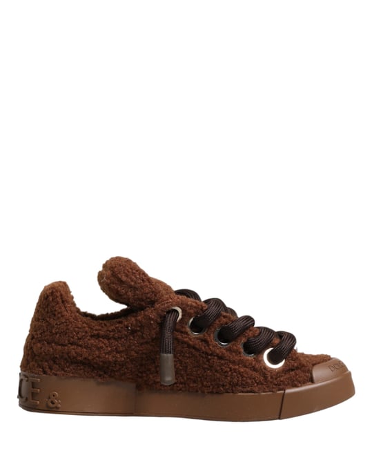 Dolce & Gabbana Bruine Nep Schapenvacht Lage Sneakerschoenen - Image 2