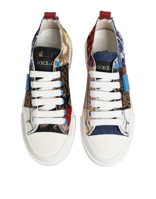Dolce & Gabbana Flerfärgad Patchwork Lågtopps Sneakers Skor - Image 4