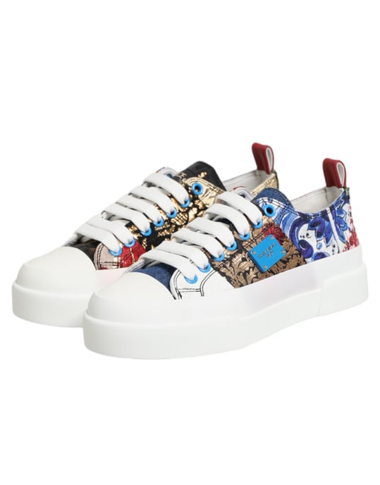Dolce & Gabbana Flerfärgad Patchwork Lågtopps Sneakers Skor - Image 5