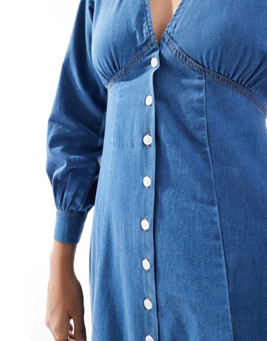 Nobody's Child Shannon denim midi dress in blue - Image 3