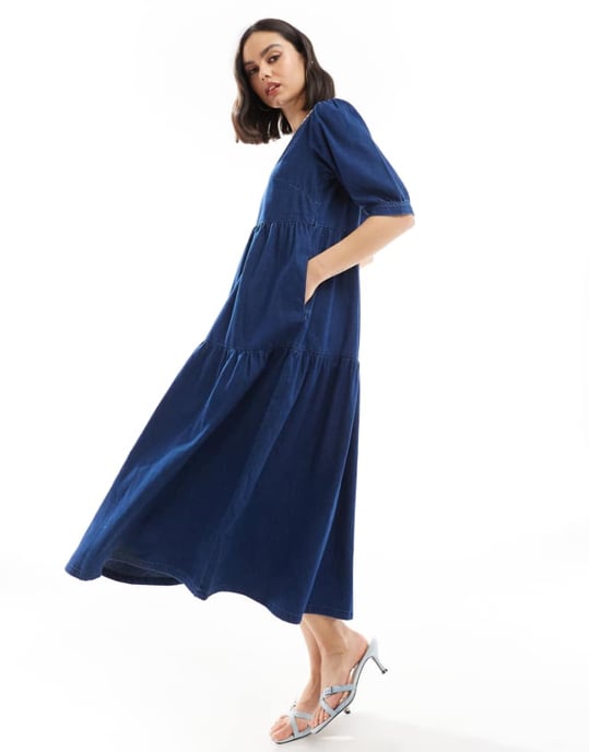 Nobody's Child Rochelle denim midi dress in blue - Image 1