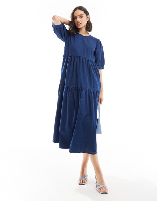 Nobody's Child Rochelle denim midi dress in blue - Image 2
