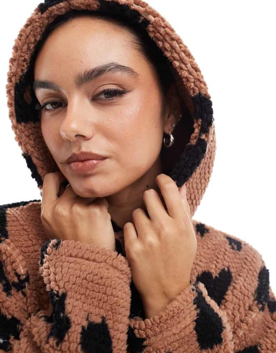 ASOS DESIGN honeycomb oversized lounge hoodie in leopard print - Image 3