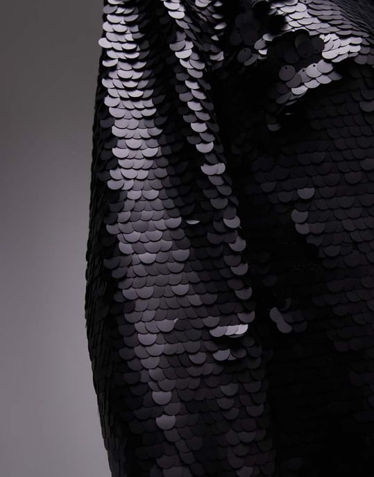 Topshop long sleeve mini sequin dress in black - Image 3