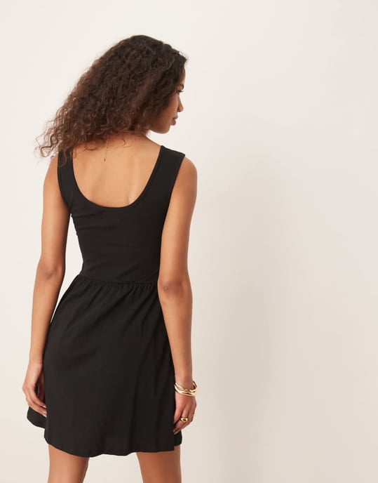 ASOS DESIGN scoop neck mini dress in black - Image 3