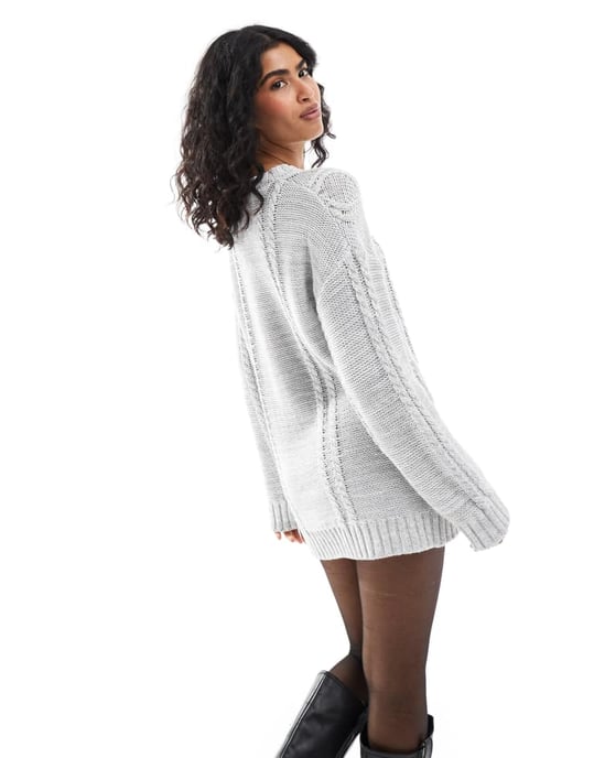 Cotton On cable sweater dress in grey - Image 2