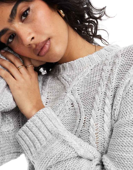 Cotton On cable sweater dress in grey - Image 3