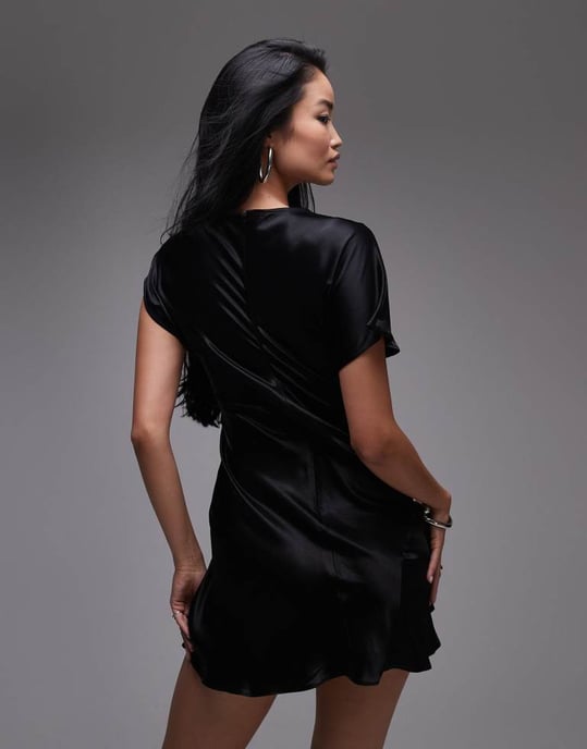 Topshop ruched side grown on shoulder mini dress black - Image 4