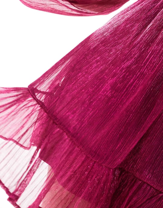 Forever New Petite drop shoulder plisse mini dress in pink - Image 4