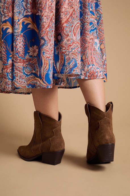Amber Real Suede Western Ankle Boots - Image 3