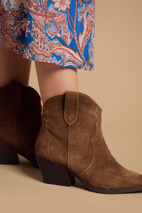 Amber Real Suede Western Ankle Boots - Image 4