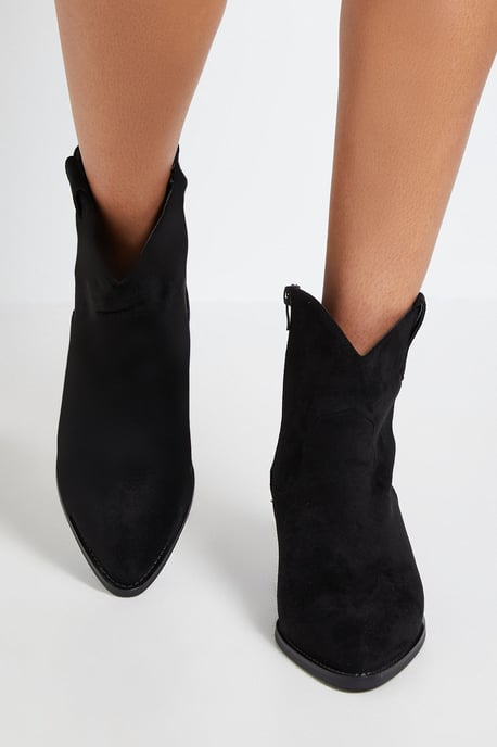Evie Faux Suede Western Ankle Boots - Image 2