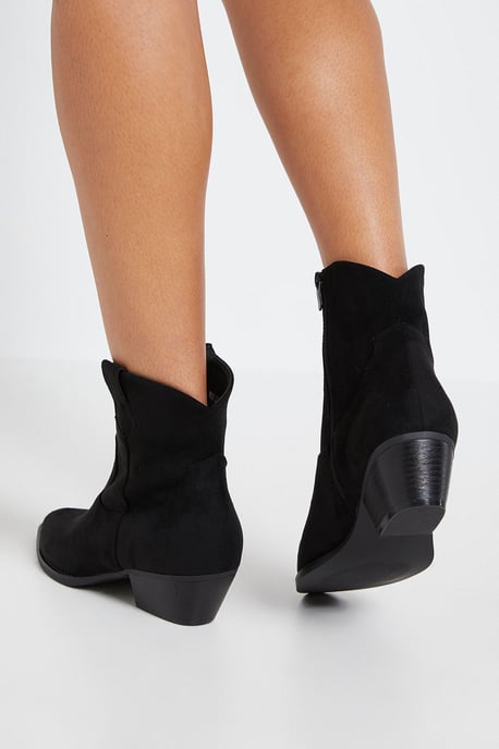 Evie Faux Suede Western Ankle Boots - Image 3