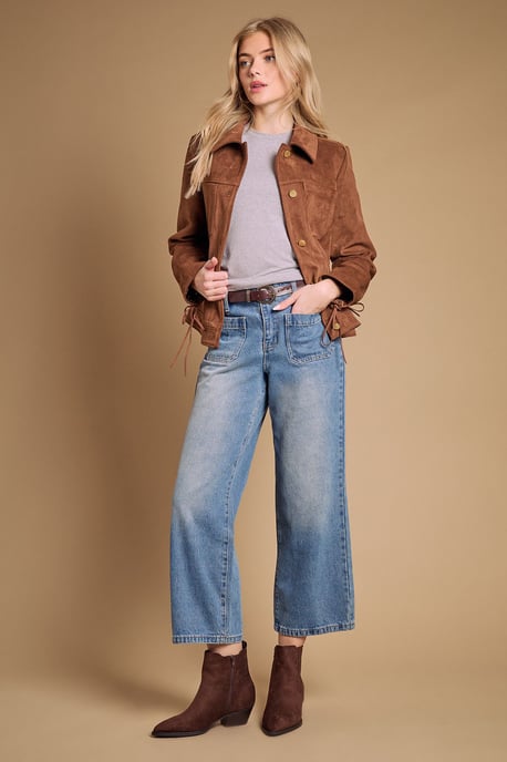 Debbie Faux Suede Covered Gusset Western Ankle Boots - Image 2
