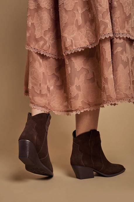 Amber Real Suede Western Ankle Boots - Image 3