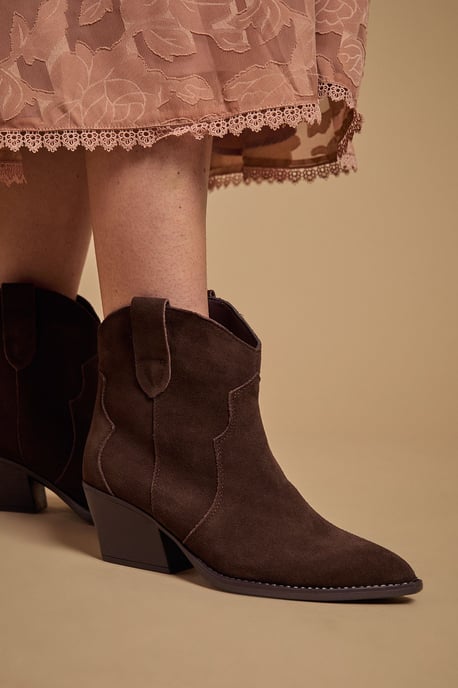Amber Real Suede Western Ankle Boots - Image 4