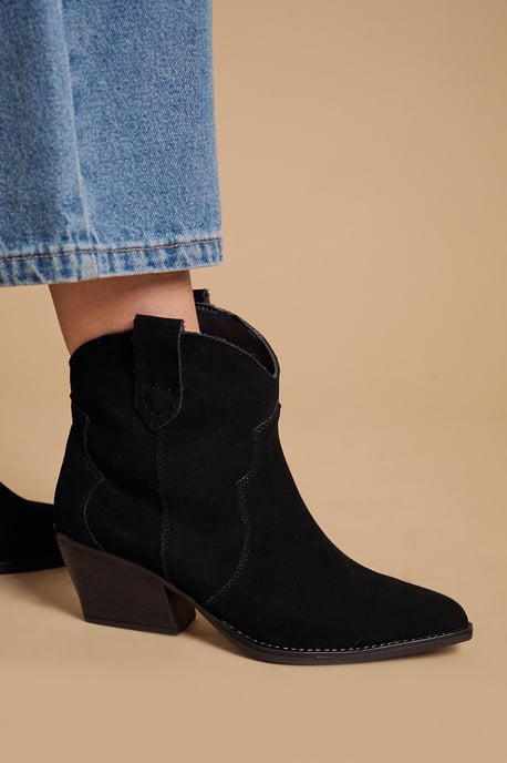 Amber Real Suede Western Ankle Boots - Image 3