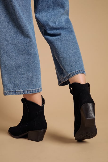 Amber Real Suede Western Ankle Boots - Image 4