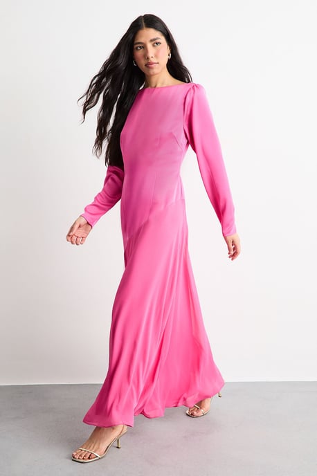 Slash Neck Asymmetric Seam Detail Maxi Dress - Image 4