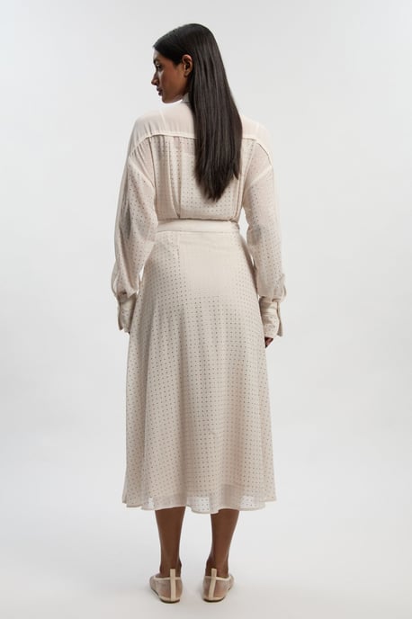 Petite Hotfix Studded Long Sleeve Shirt Woven Maxi Dress - Image 4